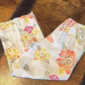 J.Jill floral linen crop pants size XS